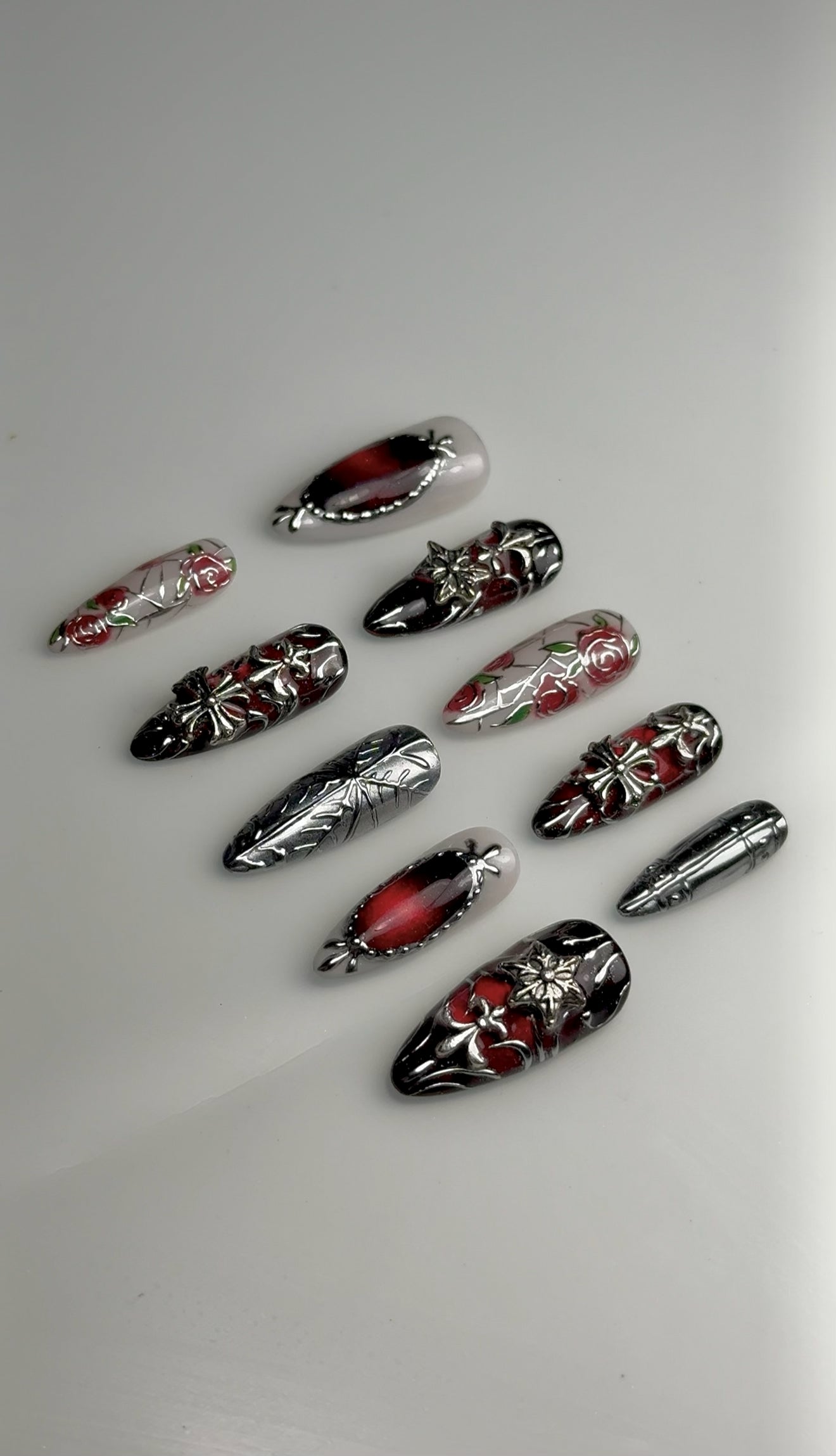 Red Medieval Dark Fantasy Nails